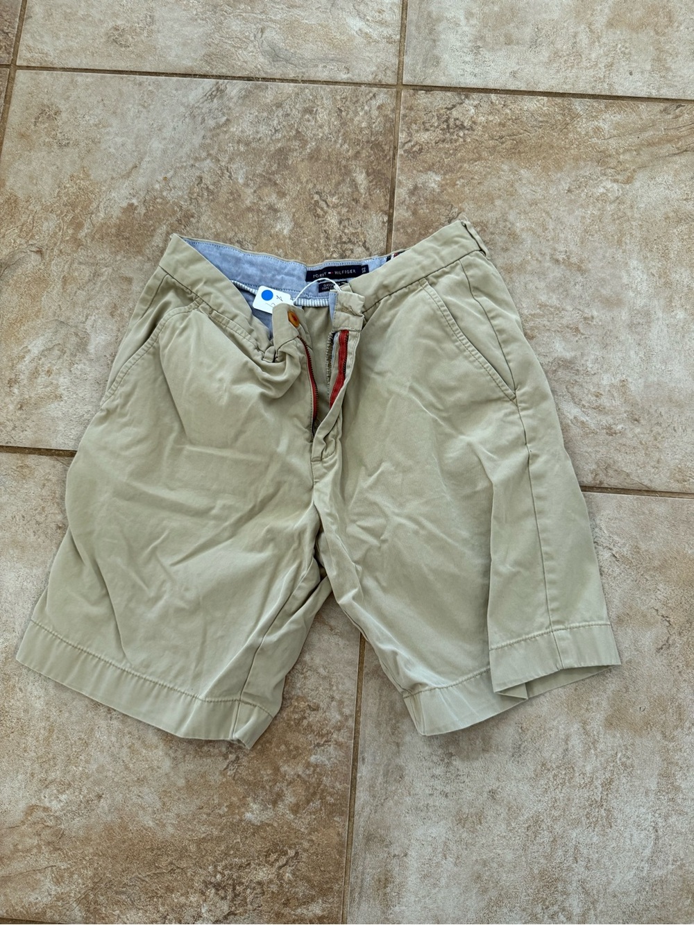 Tommy Hilfiger Men's Beige Flat Front Cotton Shorts